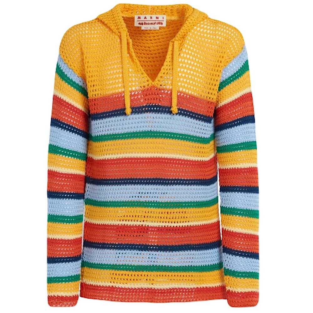 Marni crochet-knit striped oversized hoodie